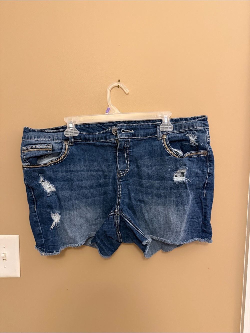 Distressed Dark Wash Denim Shorts